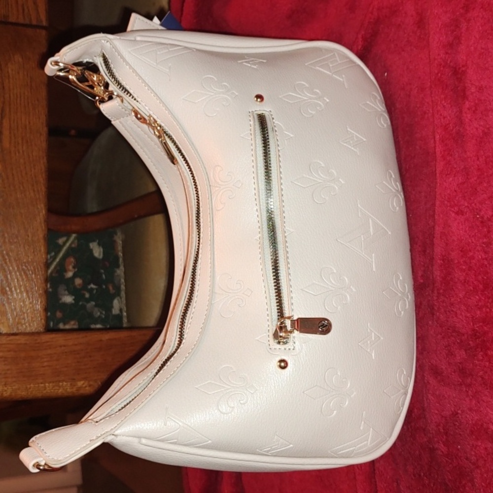 Adrienne Vittadini NWT taupe vegan leather shoulder/crossbody bag $190 retail - Picture 9 of 16